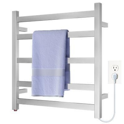 Stainless Steel Bath Towel Heater Plug-in or Hardwiredsquare 5 Bars Drying Rack