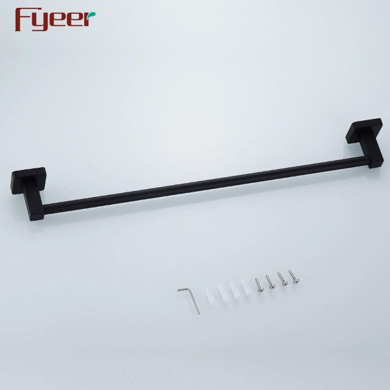 Fyeer Bathroom Accessory Aluminum Matt Black Single Towel Bar