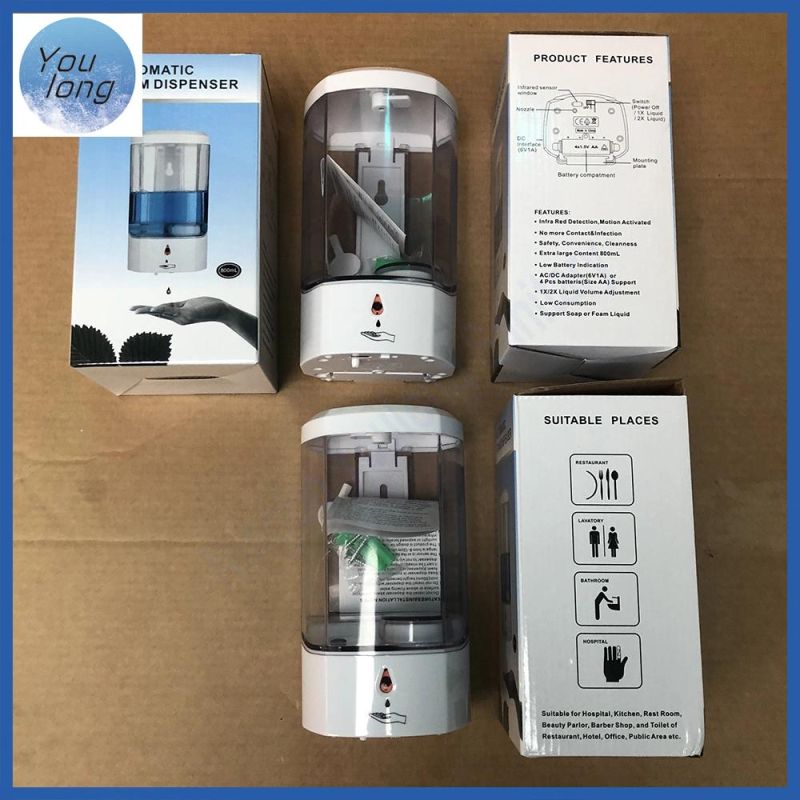 800ml Hotel Wall Mounted Auto Sensor Touchless Automatic Gel Liquid Soap Dispenser