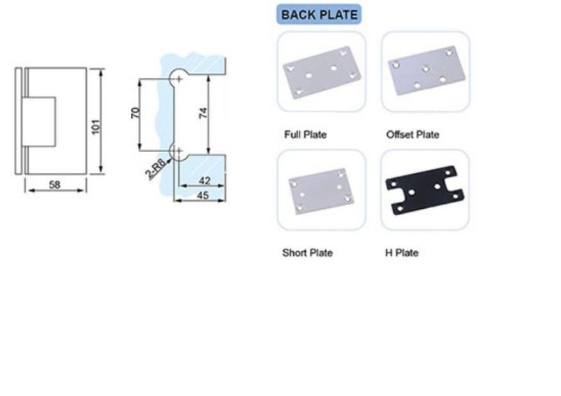 OEM Stainless Steel Brass Glass Door Hinge for 8-10 mm Glass Door of Bathroom Hardware