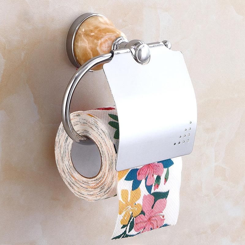 Commercial Hotel Wall Mounted Chrome Plating Marble Decorate Bath Towel Rack Set