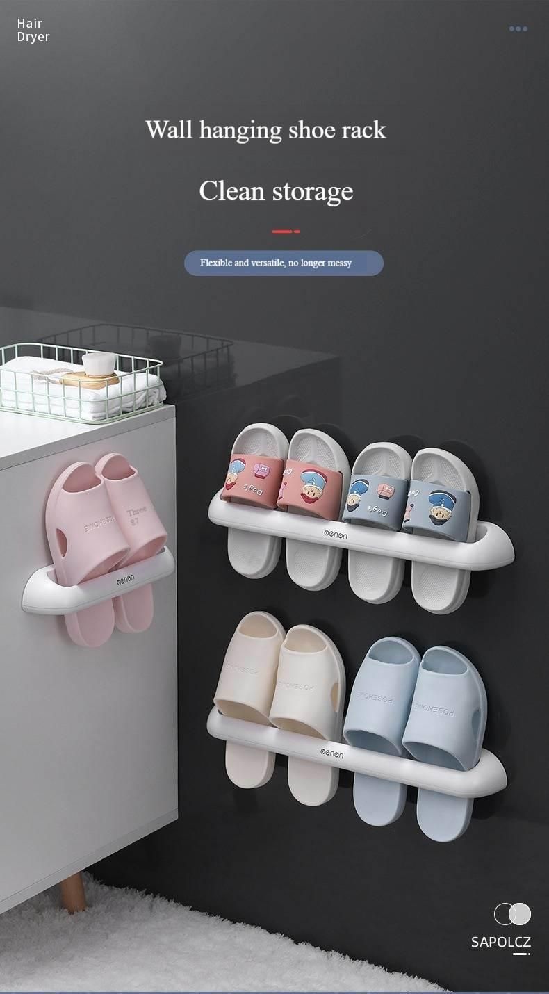 Bathroom Punching Free Wall-Mounted Slipper Storage Rack