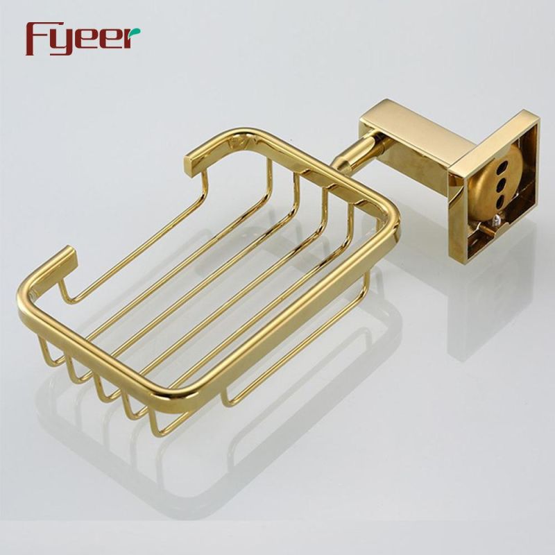 Fyeer Bathroom Accessory Golden Brass Soap Holder