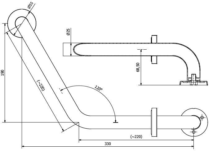 304 Stainless Steel Grab Bar with Polishing Finishing