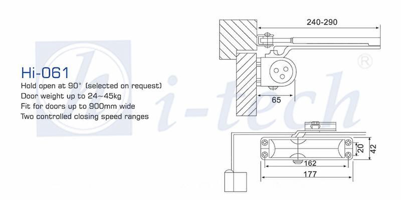 Hi-061 Adjustable Aluminium Door Closer for Fire-Proof Door
