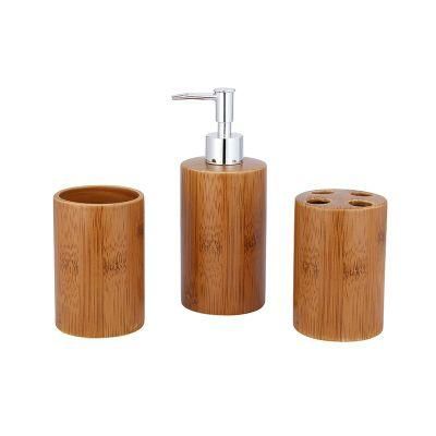 Best Selling Home Ceramic Design Bamboo Color 3-Piece Bathroom Accessories