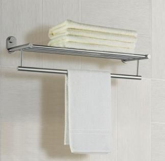 Bathroom Shower Double Towel Rack in Stainless Steel Satin