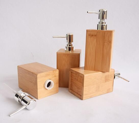 Bamboo Bathroom Set Shower Foam Lotion Soap Dispenser