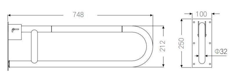 Bnh-90132 Stainless Steel and Nylon Non-Slip U-Shape Grab Bar Safety Handrail