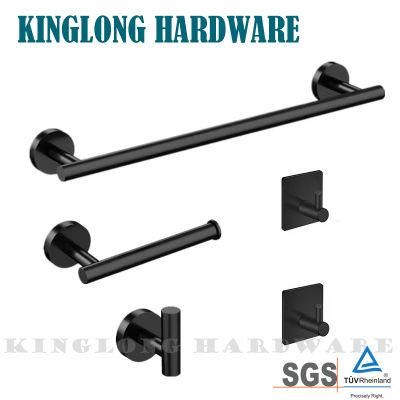 Stainless Steel Home Decoration Bathroom Furniture Hardware Fittings Hotel Shower Room Black Tower Bar Rack Set