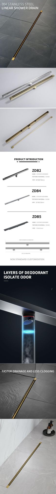 High Quality Stainless Steel Linear Shower Drain Bathroom Floor Drain