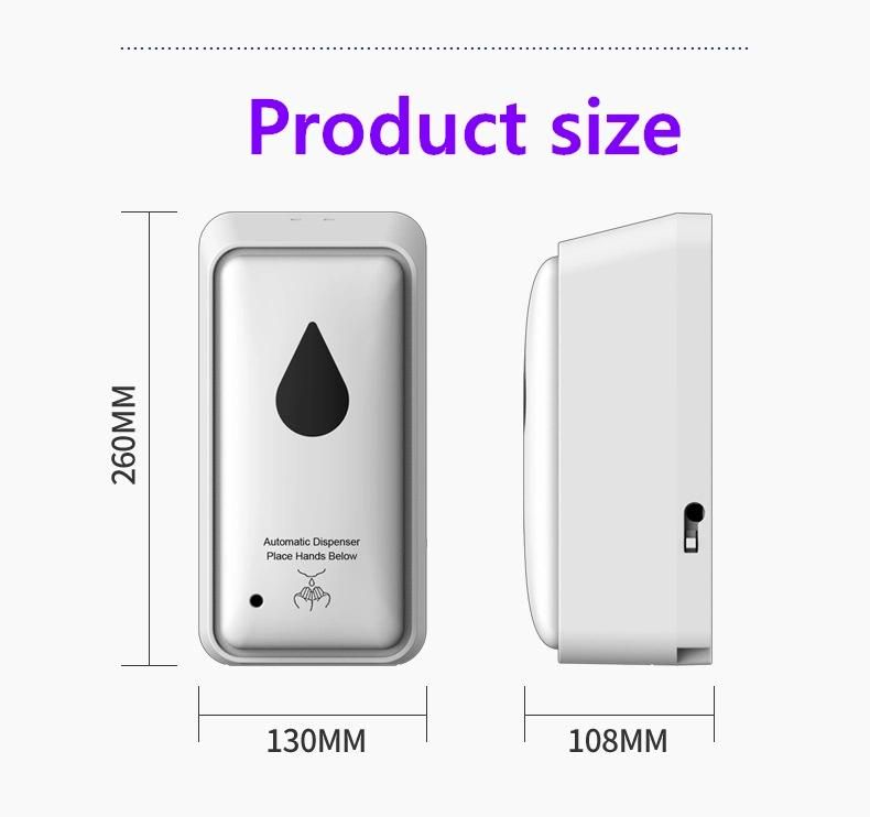 Large Capacity 1000ml Touch Free Sanitizer Liquid Electric Foam Smart Spray Alcohol Foam Gel Automatic Sensor Soap Dispenser Wall Mounted