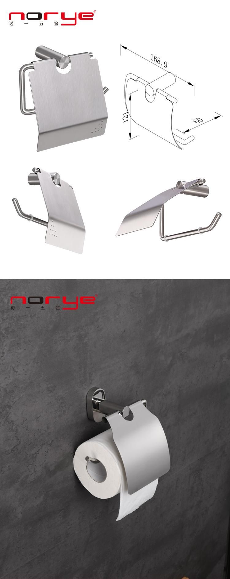 Stainless Steel Single Roll Polished Chrome Finish Wall Mounted Toilet Paper Holder with Cover