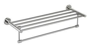 SUS304 Double Layer Folding Bath Towel Rack Clothes Rack with 5 Movable Clothe Hooks