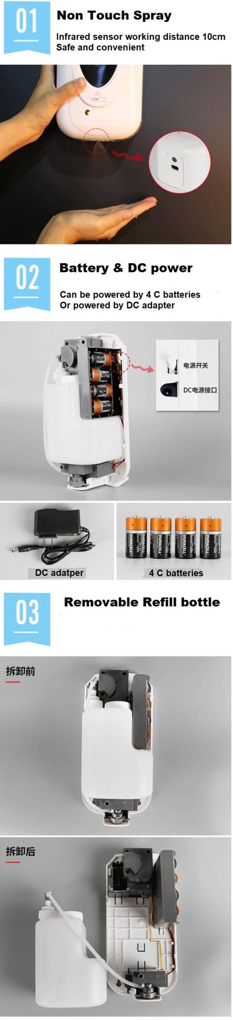 Electric Foam Liquid Automatic Infrared Ray Motion Sensor Soap Dispenser Contactless Touchless Hand Sanitizer Dispenser