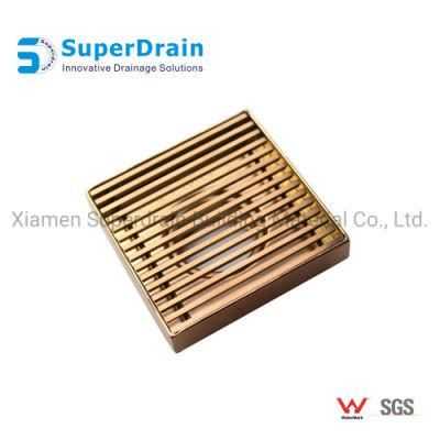 China Bathroom Stainless Steel Heel Guard Floor Waste Gold Drain