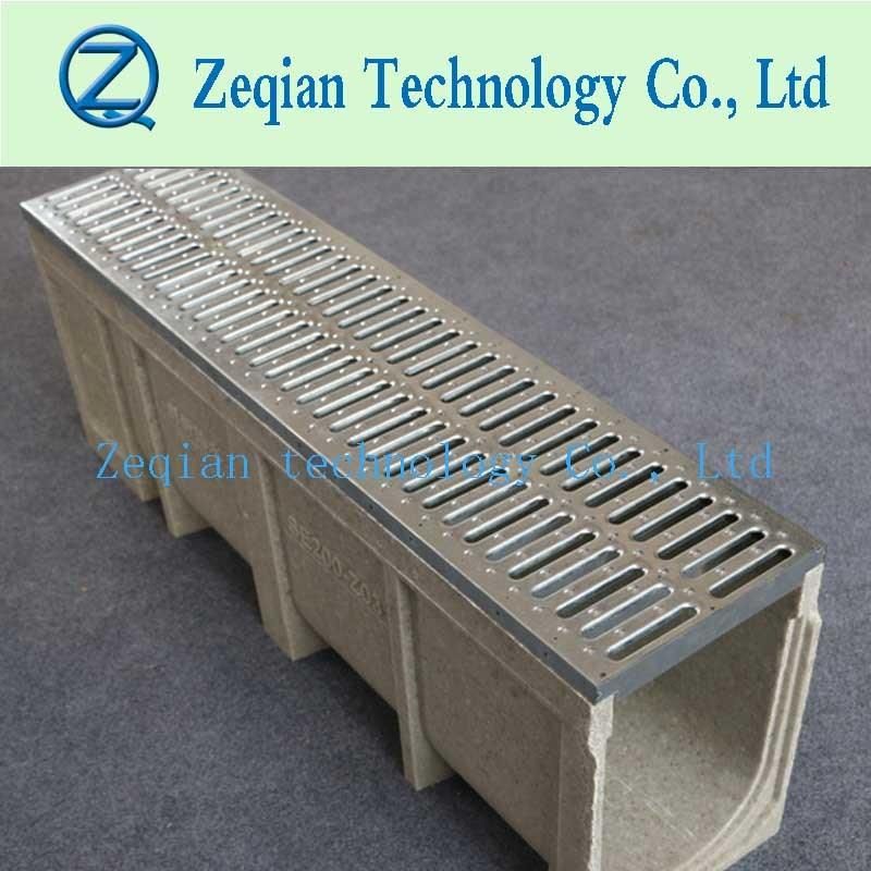 High Quality Polymer Concrete Linear Trench Drains with Galvanized Steel Stamping Cover
