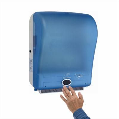 Wall-Mounted Motion Hands-Free Automatic Roll Paper Towel Dispenser, White/Blue