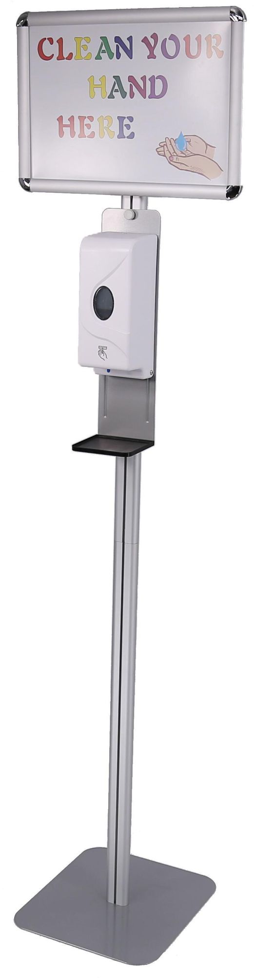 Soap Dispenser Hand Sanitizer Dispenser and Floor Stand Station Kit with A4 Poster Frame