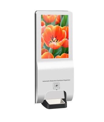 New Advertising Digital 21.5&quot; Floor and Wall Standing Kiosk Android Public Automatic Alcohol Hand 1000ml Sanitizer Dispenser