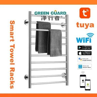 China Top Sales WiFi Towel Heater Smart Towel Racks Heating Warmer Rails Control by Tuya APP Remote Control Bathroom Racks