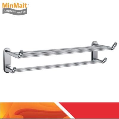 Stainless Steel Double Towel Rack with Hooks Mx-Tr06-108