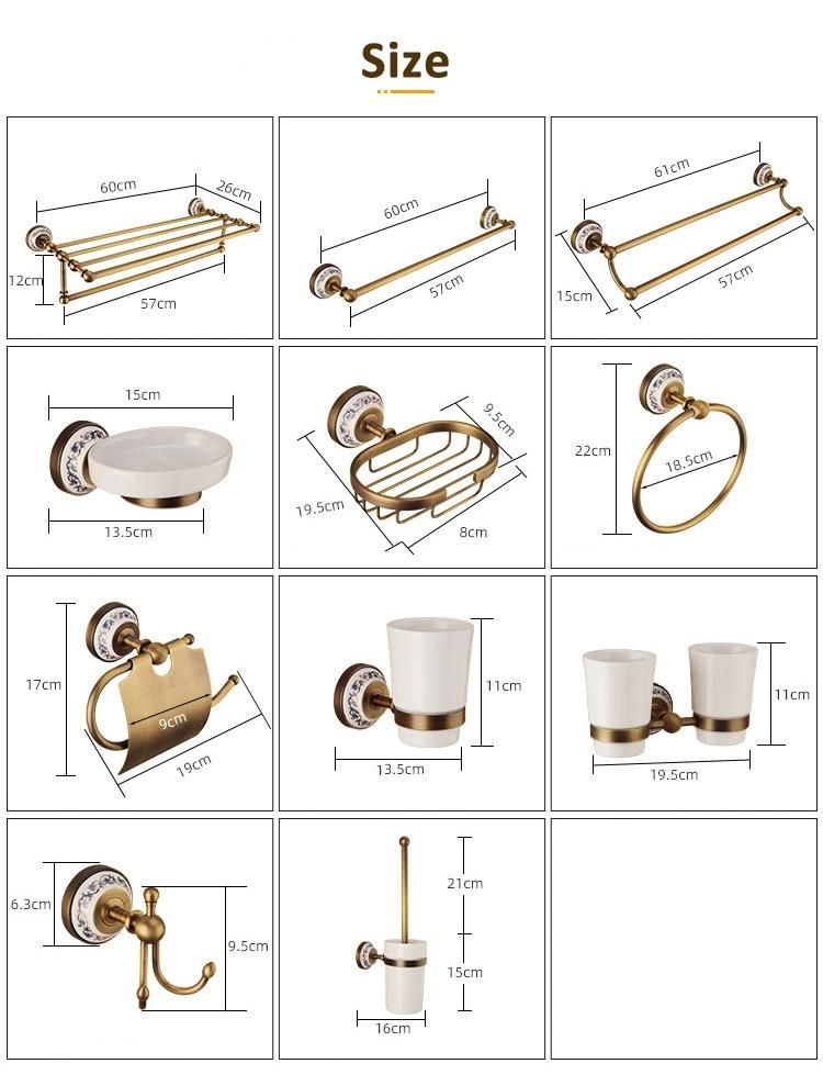 European Vintage Hotel Bathroom Towel Rack Set Elegant Wall Antique Brass Towel Rack