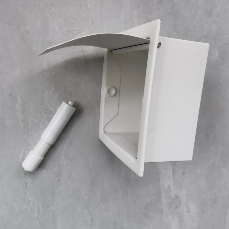 White Recessed Toilet Paper Holder SUS304 Bathroom Tissue Box