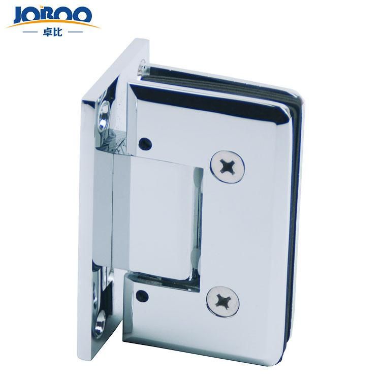 Bathroom Fittings Adjustable Glass to Glass 90 Degree Solid Brass Polish Chrome Phlishing Glass Shower Hinges Connector Joboo Zb631