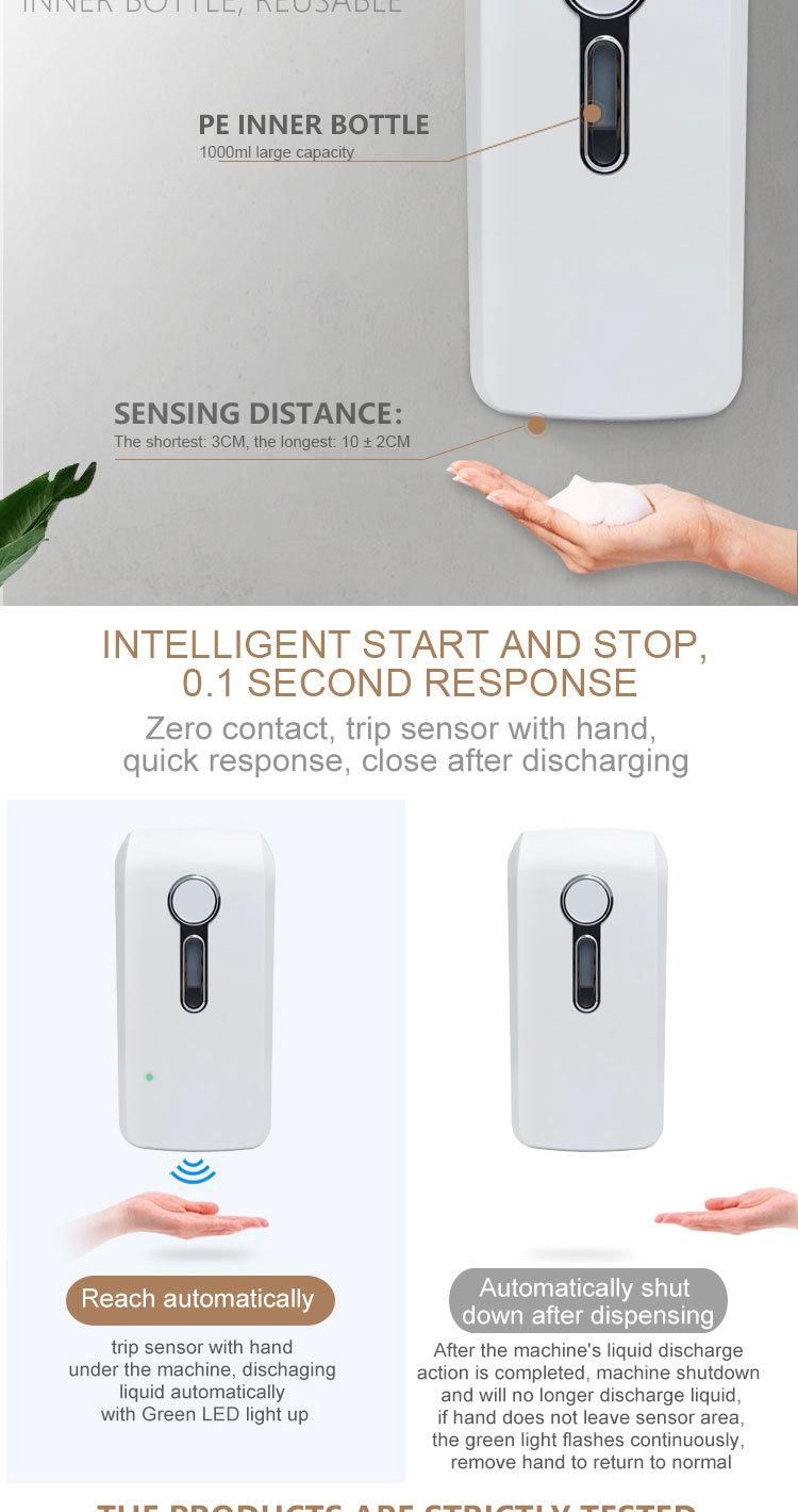 Touchless Automatic Hand Sanitizer Dispenser Wall Mounted Foam Soap Dispenser Set Bathroom