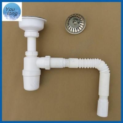 White PP Plastic Water Drain Pipe Sink Drain Hose Waste for Kitchen Lavatory Waste Sink Bottle Trap