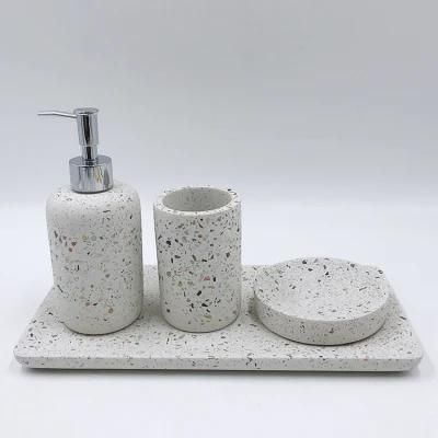 2020 New Design Terrazzo Looking Cement Cheap Bathroom Accessories Set