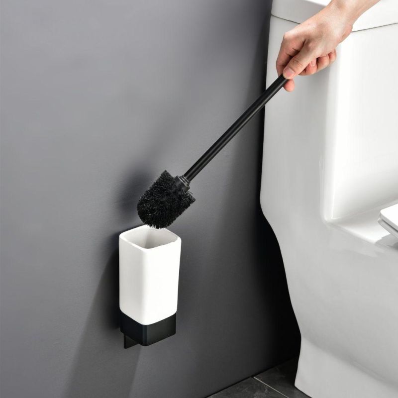 Toilet Brush Holder Black Toilet Bowl Brush Holder Wall Mount Square for Bathroom
