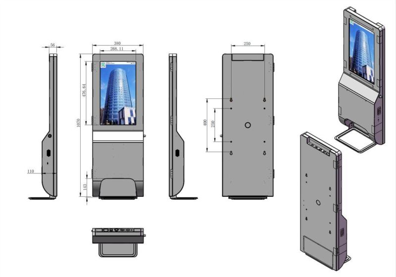 21.5 Inch Contactless Wall Symmetry Billboard with Hand Foaming Sanitizer Dispenser