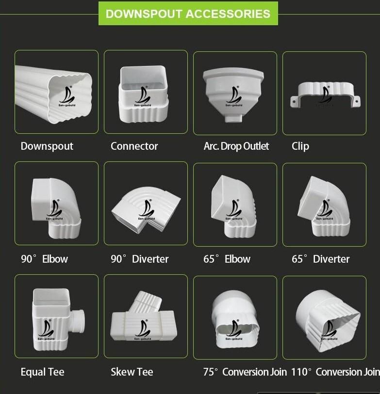 Slope Roofing Rainwater Draianges System/Rain Collector Downpipe/Plastic PVC Rainwater Gutters