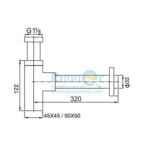 Square Bottle Siphon Trap for Basin (D8611)