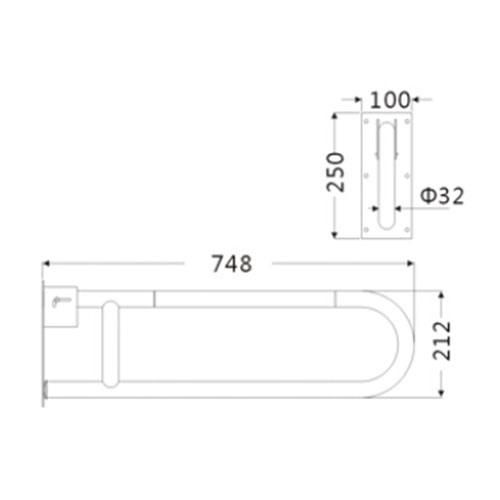 Bathroom Accessory Stainless Steel and Nylon Safety Grab Bar