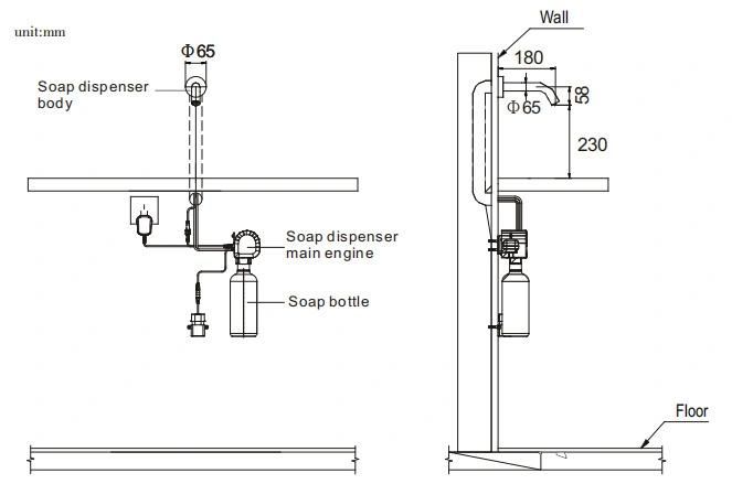 Wall Hung Brass Chroming Countertop Liquid Foam Soap Dispenser