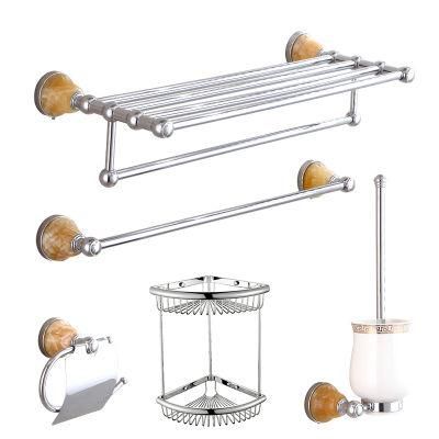 Commercial Hotel Wall Mounted Chrome Plating Marble Decorate Bath Towel Rack Set