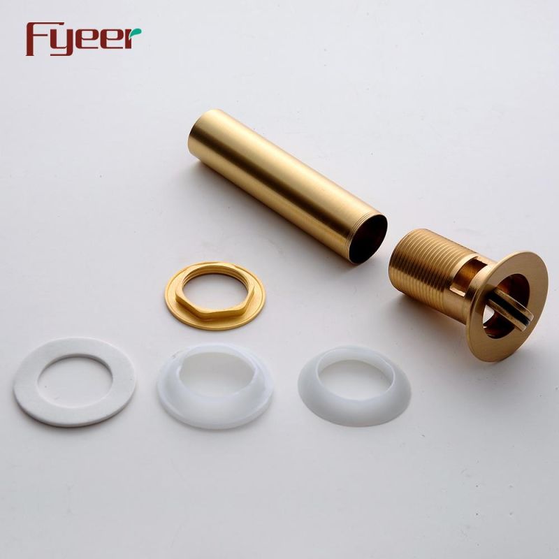 Fyeer Gold Plated Flip Tipping Basin Waste Water Drain with Overflow