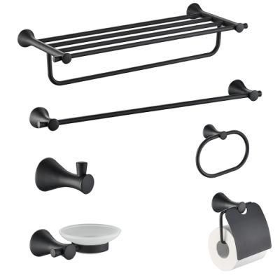 Europe Simple Chrome Polish Towel Rack Glass Shelf Paper Roll Holder Tumbler Holder Bathroom Sanitary Fittings Names Black