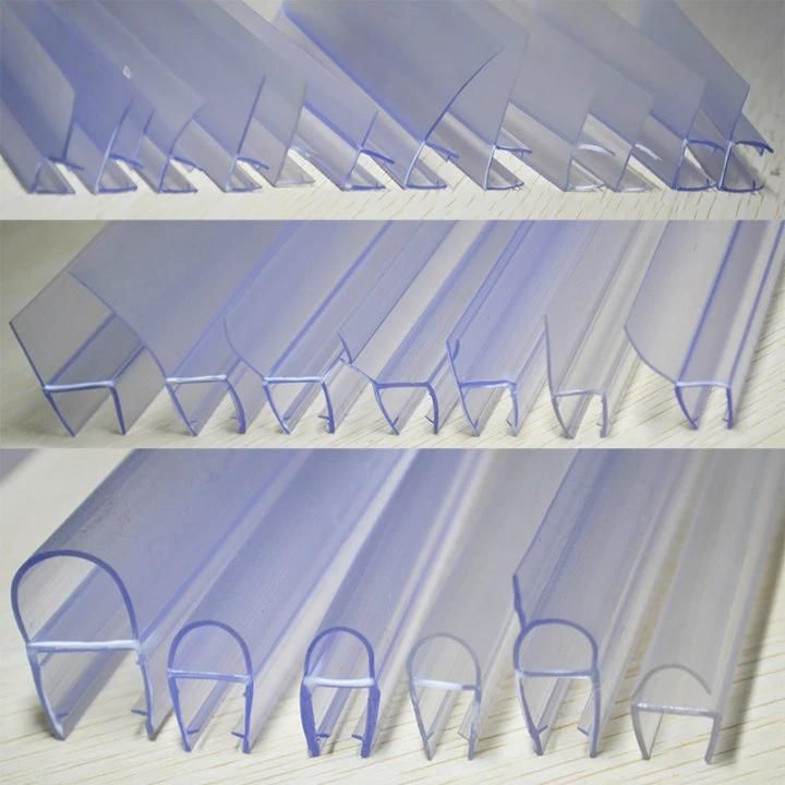 Shower Door Seal Anti-Aging PVC Rubber Waterproof Glass Edge Strip for Fan-Shaped Glass Door
