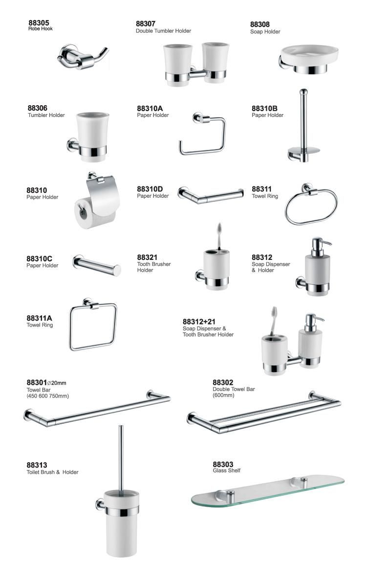 Bathroom Accessory Sets Towel Rack Toilet Shelves Tissue Holder Cheap Sample Available Chrome Hotel Washroom Toilet Accessories 6 Piece Bathroom Accessories