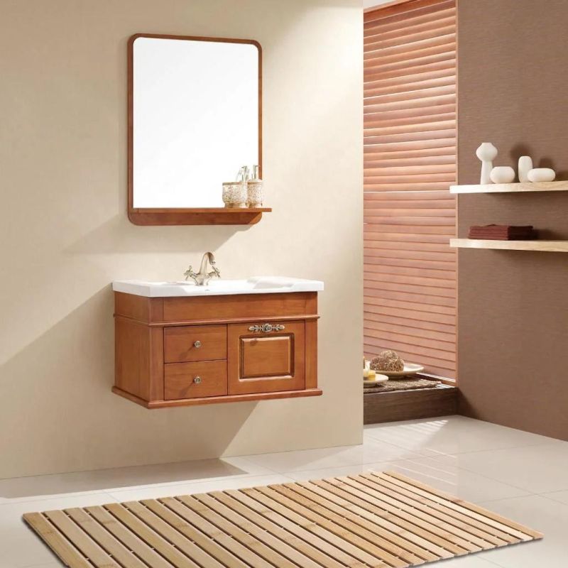 Non-Slip Rubber Designed Bathroom Bamboo Mat