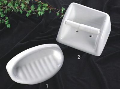 Hotel Bathroom Fittings Accessories Ceramic White Ceramic Soap Dish Roll Toilet Tissue Holder