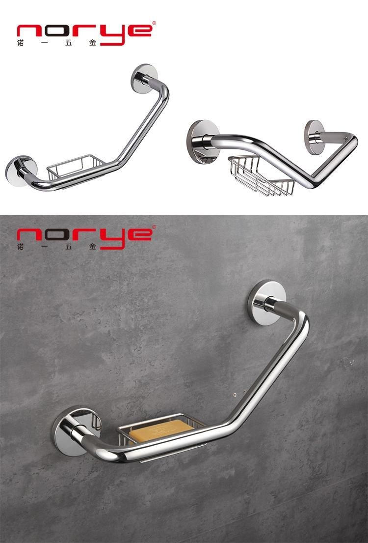 Factory Direct Safety Squat Bathroom Stainless Steel Grab Bar with Basket