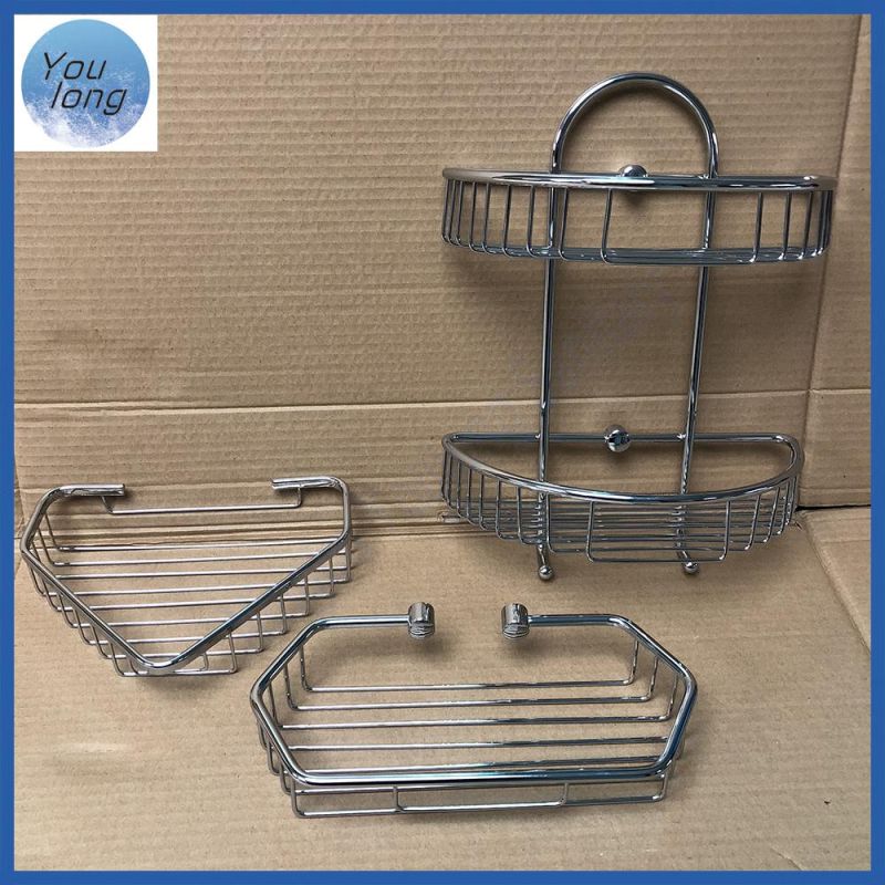 Stainless Steel Wire Shower Shelf Chrome Bathroom Rectangle Basket