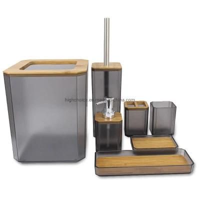 Household Plastic Bamboo Bathroom Set