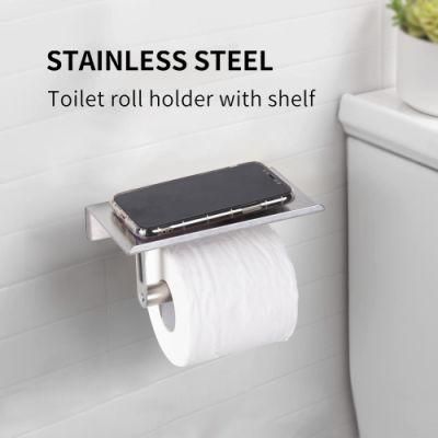 2022 Best Selling Stainless Steel Toilet Paper Holder with Shelf Roll Paper Holder