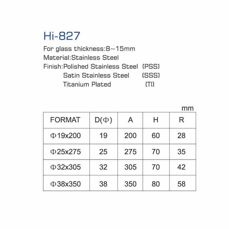 Hi-827 Best Selling Round Tube Stainless Steel Glass Door Handle